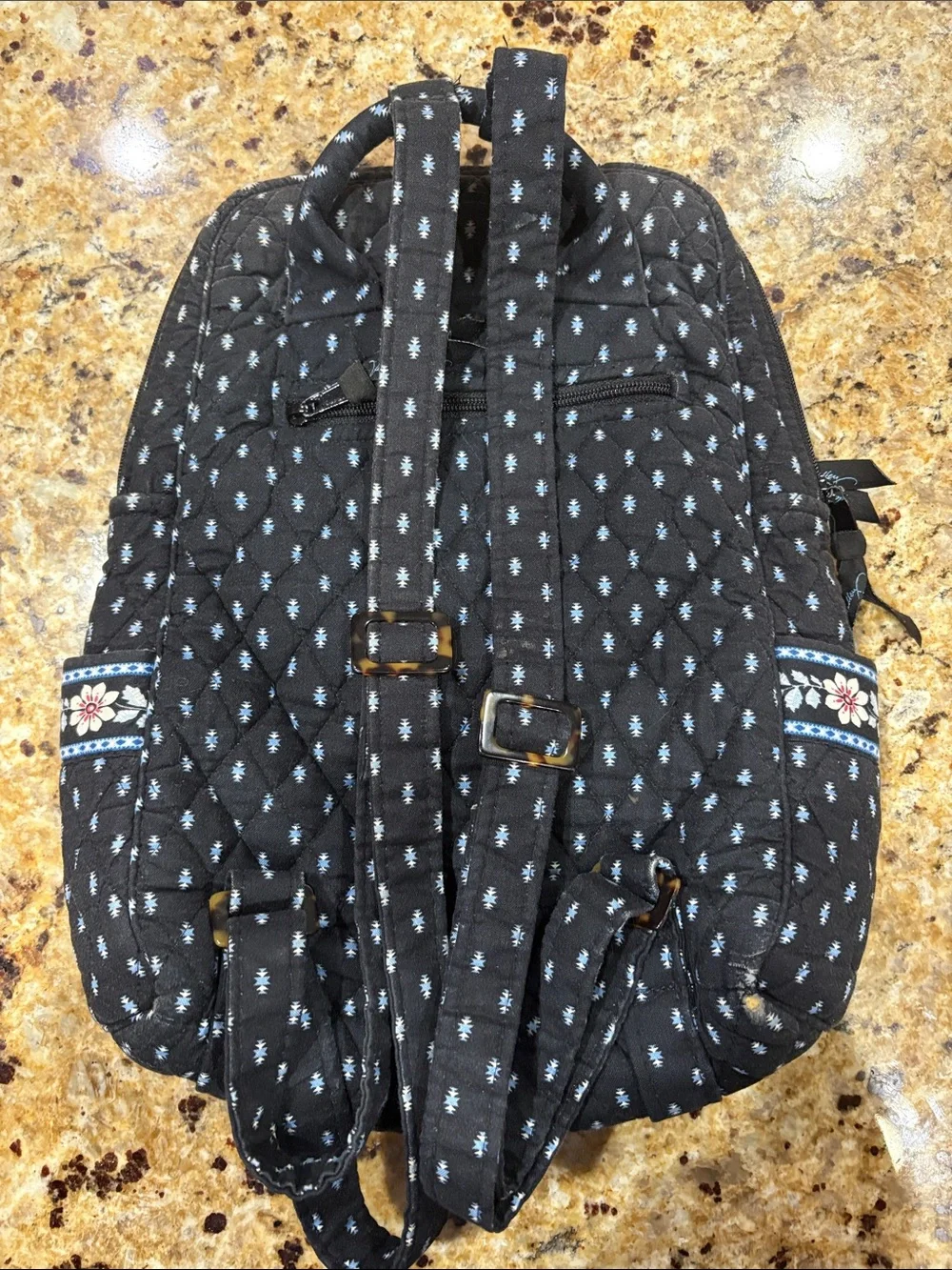 Vera Bradley Quilted Blue Plaid Interior Backpack with matching wallet - Picture 3 of 7
